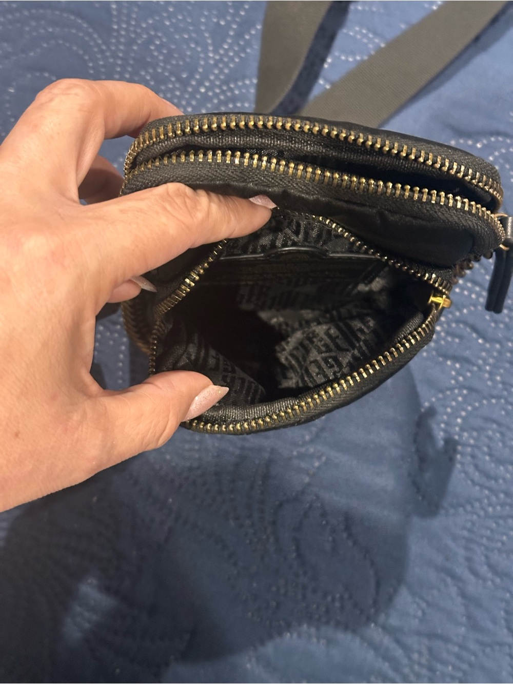 Kurt Geiger Black Quilted Multi-Pouch Crossbody with Gold Hardware - Picture 7 of 11